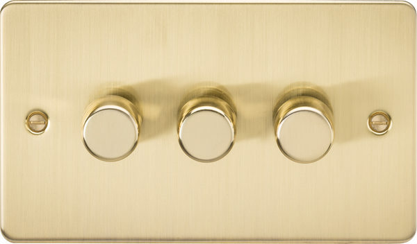 Knightsbridge MLA FP2193BB 3G 2-way 10-200W (5-150W LED) Intelligent dimmer - Brushed Brass