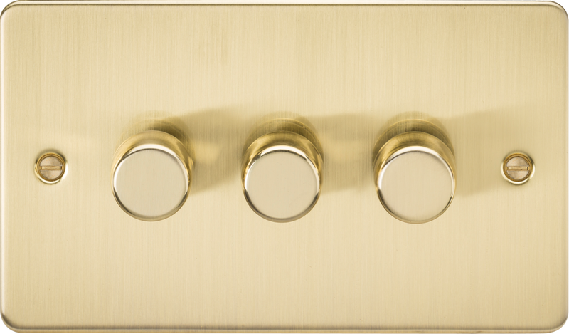 Knightsbridge MLA FP2193BB 3G 2-way 10-200W (5-150W LED) Intelligent dimmer - Brushed Brass