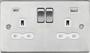 Knightsbridge MLA CS9940BCW 13A 2G SP Switched Socket with Dual USB A+C (5V DC 4.0A shared) - Brushed Chrome with White Insert