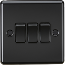 Knightsbridge MLA CL4MBB 10AX 3G 2 Way Plate Switch - Rounded Edge Matt Black