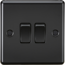Knightsbridge MLA CL3MBB 10AX 2G 2 Way Plate Switch - Rounded Edge Matt Black