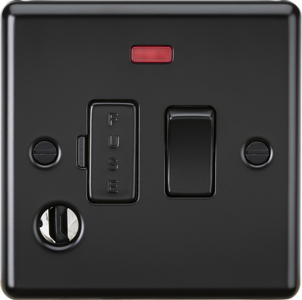 Knightsbridge MLA CL63FMBB 13A Switched Fused Spur Unit with Neon & Flex Outlet - Matt Black