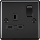 Knightsbridge MLA CL7MBB 13A 1G DP Switched Socket with Black Insert - Rounded Edge Matt Black