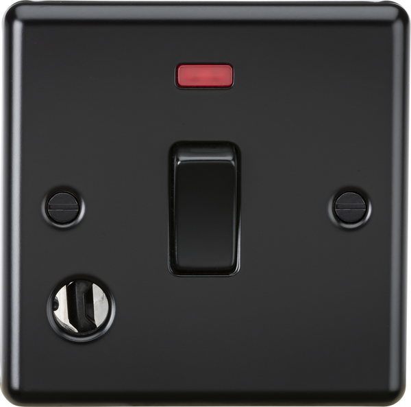 Knightsbridge MLA CL834FMBB 20A 1G DP Switch with Neon & Flex Outlet - Matt Black