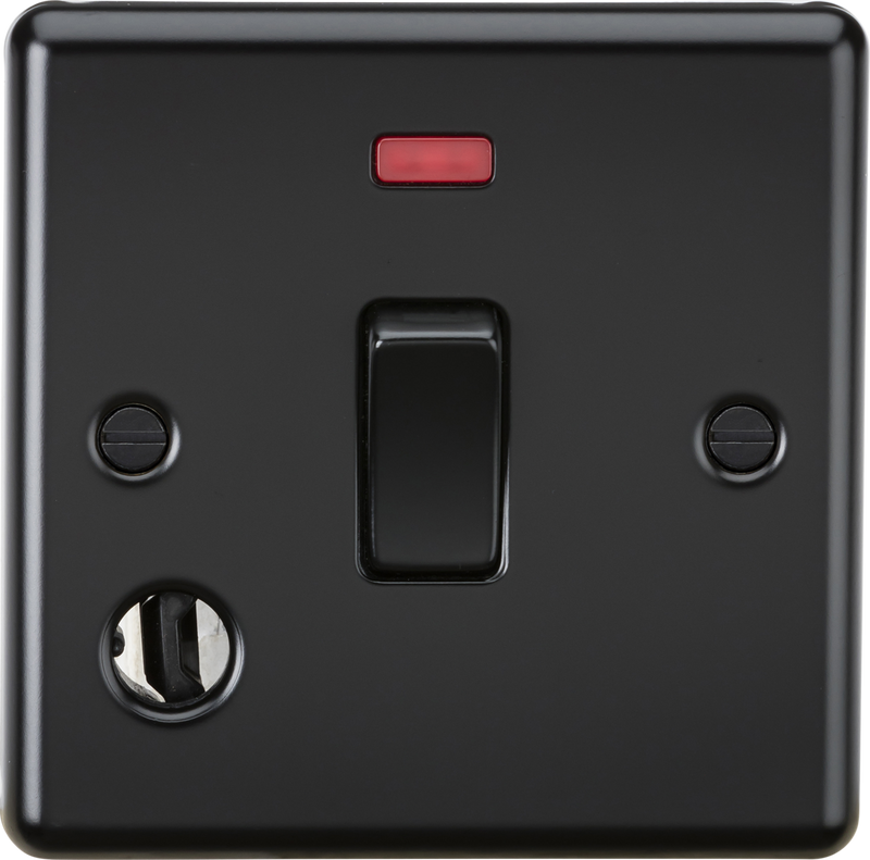 Knightsbridge MLA CL834FMBB 20A 1G DP Switch with Neon & Flex Outlet - Matt Black