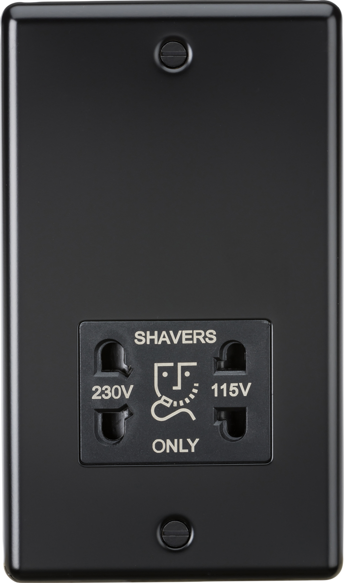 Knightsbridge MLA CL89MB 115-230V Dual Voltage Shaver Socket - Matt Black with Black Insert