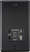 MLA Knightsbridge CL8909MB 230V Shaver Socket with Dual USB A+C [5V DC 2.4A shared] - Matt Black