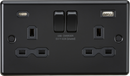 MLA Knightsbridge CL9940MBB 13A 2G SP Switched Socket with Dual USB A+C (5V DC 4.0A shared) - Matt Black with Black Insert