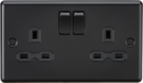 Knightsbridge MLA CL9MBB 13A 2G DP Switched Socket - Rounded Edge Matt Black
