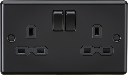 Knightsbridge MLA CL9MBB 13A 2G DP Switched Socket - Rounded Edge Matt Black