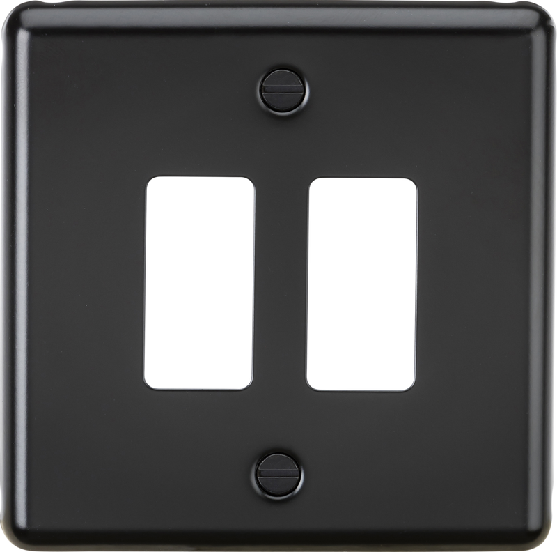 Knightsbridge MLA GDCL2MB 2G Grid Faceplate - Rounded Edge Matt Black