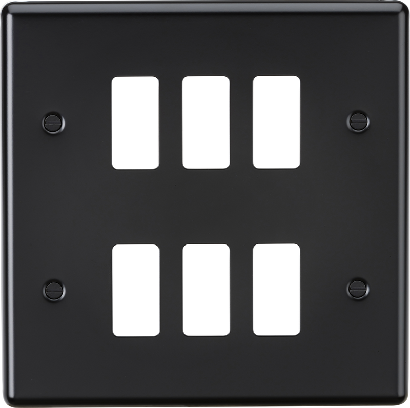 Knightsbridge MLA GDCL6MB 6G Grid Faceplate - Rounded Edge Matt Black