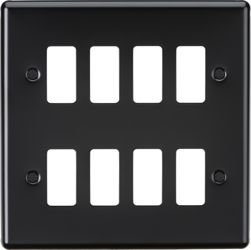 Knightsbridge MLA GDCL8MB 8G Grid Faceplate - Rounded Edge Matt Black