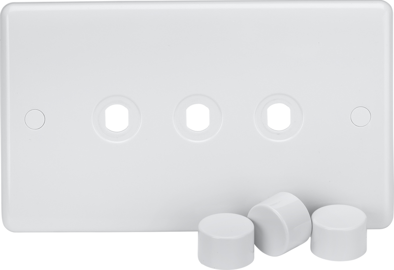 Knightsbridge MLA CU3DIM 3G Dimmer Plate with Matching Dimmer Caps