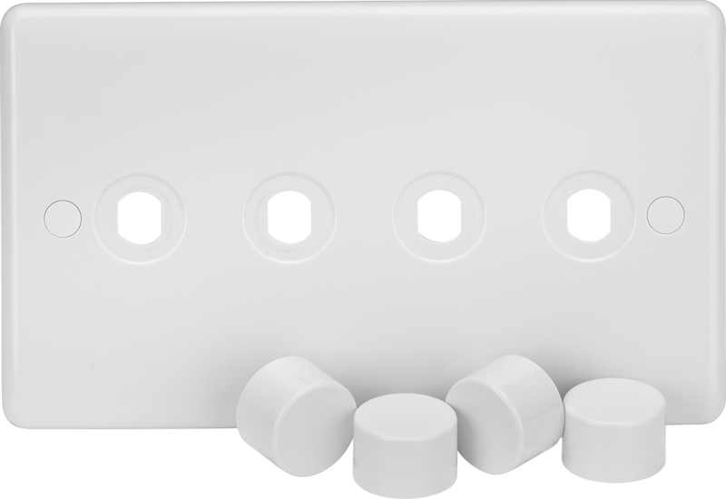 Knightsbridge MLA CU4DIM 4G Dimmer Plate with Matching Dimmer Caps