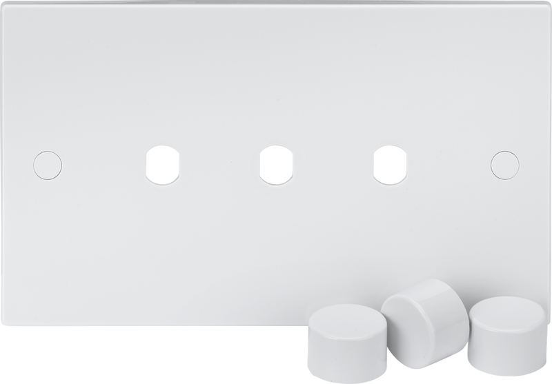 Knightsbridge MLA SN3DIM 3G Dimmer Plate with Matching Dimmer Caps