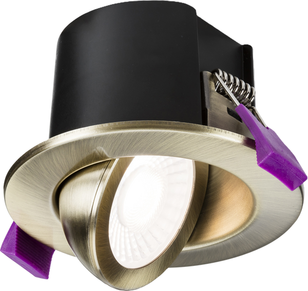 Knightsbridge MLA SPKEVTAB SpektroLED Evo Tilt - Fire Rated IP65 Downlight with 2 x Wattage and 4 x CCT - Antique Brass