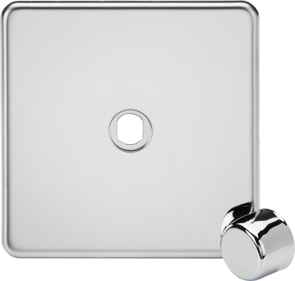 Knightsbridge MLA Screwless SF1DIMPC 1G Dimmer Plate with Matching Metal Dimmer Cap - Polished Chrome