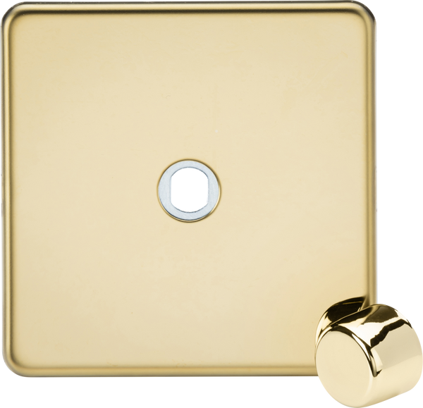 Knightsbridge MLA SF1DIMPB 1G Dimmer Plate with Matching Metal Dimmer Cap - Polished Brass