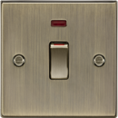 Knightsbridge MLA CS81MNAB 45A DP switch with neon (1G size) - Antique Brass