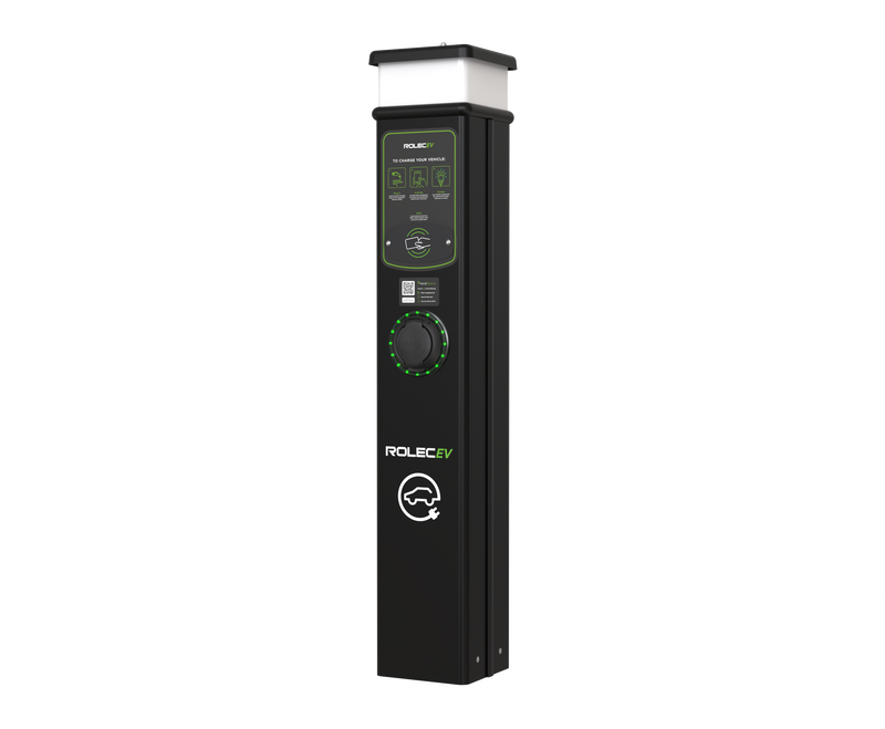 ROLEC ROLEC0211B BasicCharge Smart EV Charging Pedestal - 1x up to 7.4kW Type 2 Socket - Black