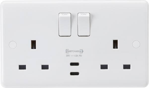 Knightsbridge MLA CU9930 13A 2G DP Switched Socket with Dual USB-C 20V DC 1.5A (Max. 30W)