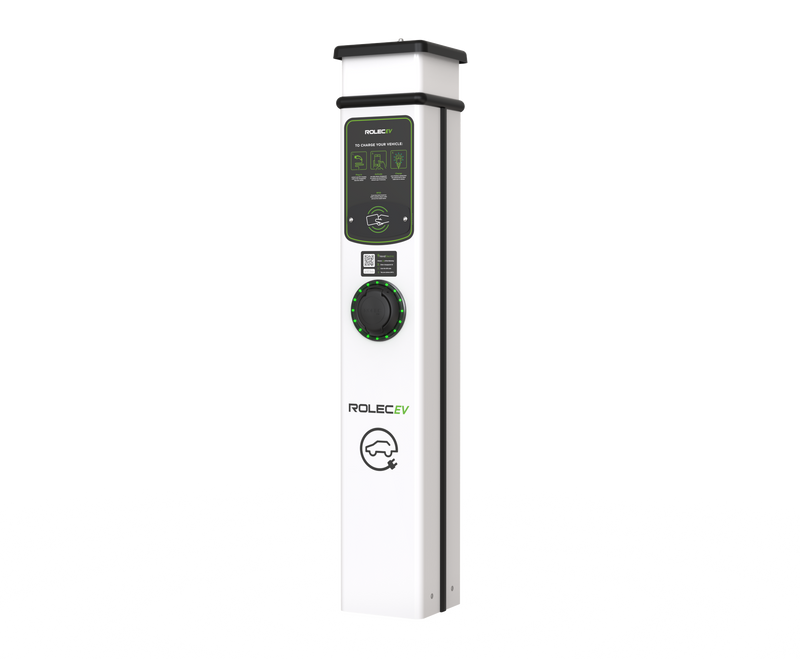 ROLEC ROLEC0211W BasicCharge Smart EV Charging Pedestal - 1x up to 7.4kW Type 2 Socket - White