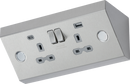 Knightsbridge MLA SKR9 Under Cabinet 13A 2G Socket with Dual USB A+C [5V DC 4.0A shared] - Stainless Steel