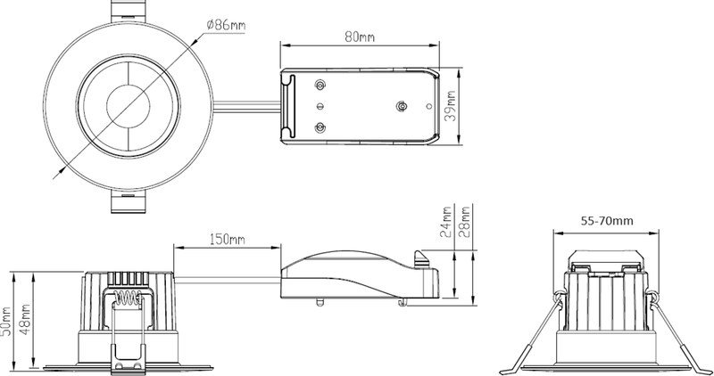 Pack of 25 Knightsbridge MLA RenuLED 6W IP65 Fire-rated LED Downlight with 3 x CCT + White Bezels (RE6CTF)