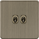 Knightsbridge MLA Screwless SF2TOGAB 10AX 2G 2-way Toggle Switch - Antique Brass