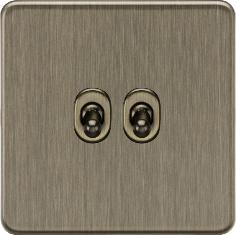 Knightsbridge MLA Screwless SF2TOGAB 10AX 2G 2-way Toggle Switch - Antique Brass