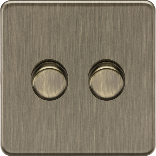 Knightsbridge MLA Screwless SF2192AB 2G 2-way 10-200W (5-150W LED) Intelligent dimmer - Antique Brass