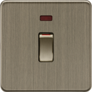 Knightsbridge MLA Screwless SF81MNAB 45A 1G DP switch with neon - Antique Brass