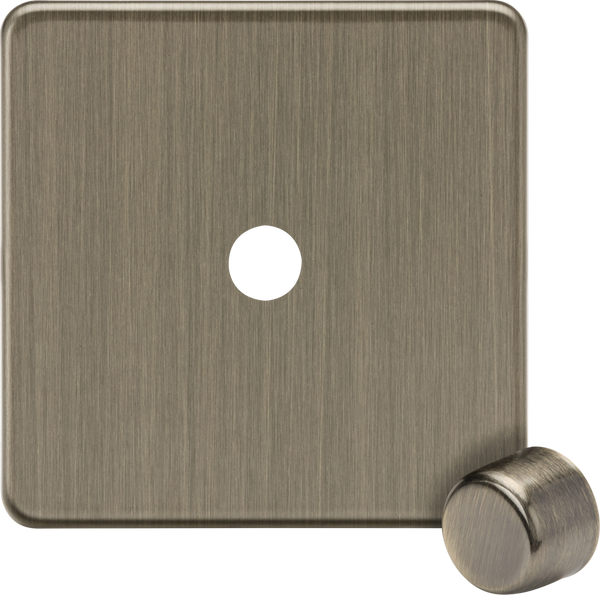 Knightsbridge MLA Screwless SF1DIMAB 1G Dimmer Plate with Matching Metal Dimmer Cap - Antique Brass