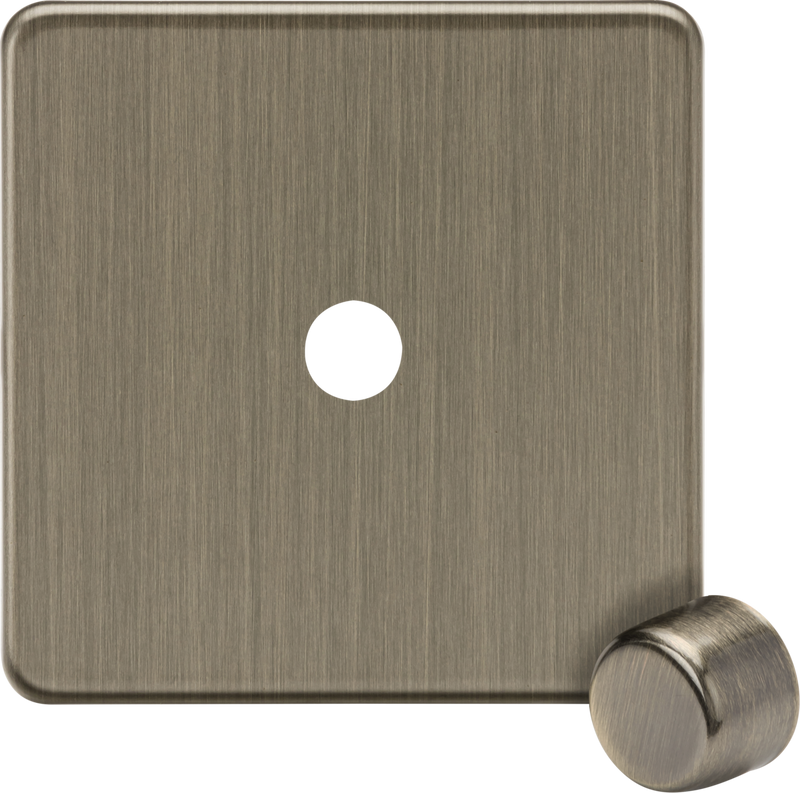 Knightsbridge MLA Screwless SF1DIMAB 1G Dimmer Plate with Matching Metal Dimmer Cap - Antique Brass