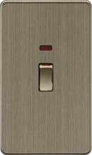 Knightsbridge MLA Screwless SF82MNAB 45A 2G DP switch with neon - Antique Brass