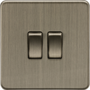 Knightsbridge MLA Screwless SF3000AB 10AX 2G 2-Way Switch - Antique Brass