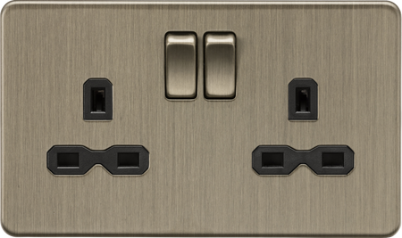 Knightsbridge MLA Screwless SFR9000AB 13A 2G DP Switched Socket - Antique Brass