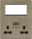 Knightsbridge MLA Screwless SFR194AB Small Multimedia Combination Plate - Antique Brass