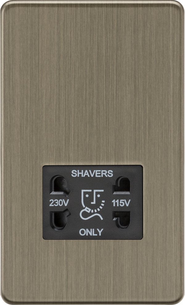 Knightsbridge MLA Screwless SF8900AB 115V/230V Dual Voltage Shaver Socket - Antique Brass