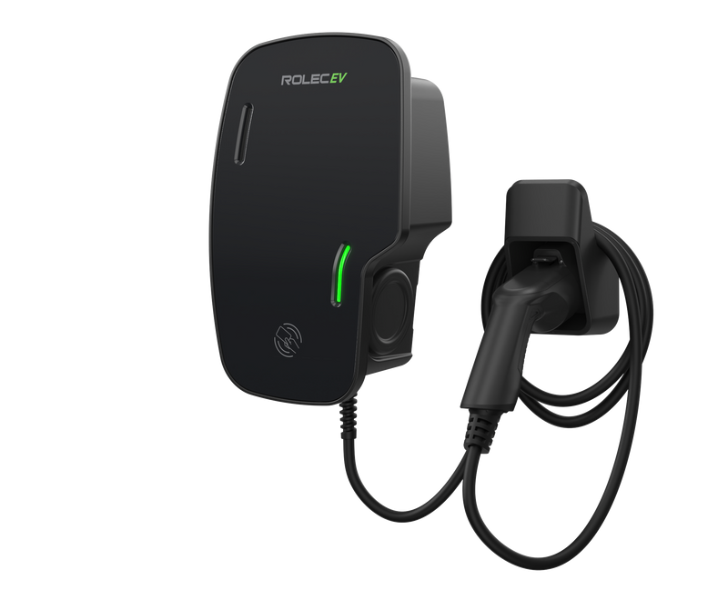 ROLEC ROLEC3145B Zura Smart EV Charger - 1 x up to 7.4kW Type 2 10m Tethered - Black