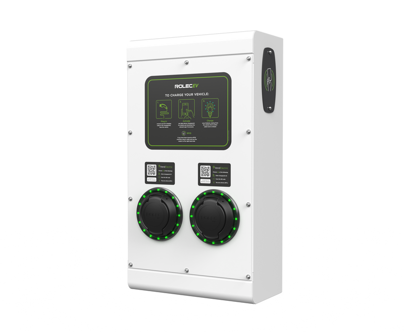 ROLEC ROLEC0123W SecuriCharge Smart EV Charger - 2x up to 22kW 3PH Type 2 Sockets - White