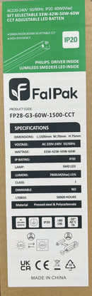 FalPak 4 Foot (1200mm) Bright, Color Changing (CCT), Durable (Phillips Driver), Multi-Wattage, Energy-Efficient LED Batten Fitting for Homes and Offices (FP28-G3-40W-1200-CCT)