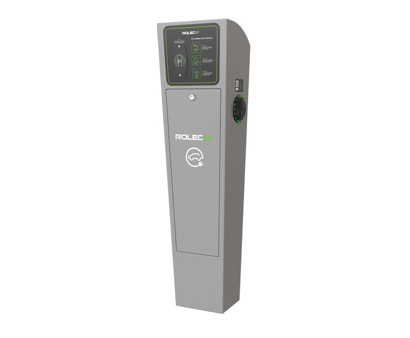 ROLEC ROLEC0021G AutoCharge Smart EV Charging Pedestal - 2x up to 7.4kW Type 2 Sockets - Grey