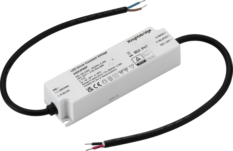 Knightsbridge MLA 24DCIP60P 24V IP67 60W DC LED Driver - Constant Voltage
