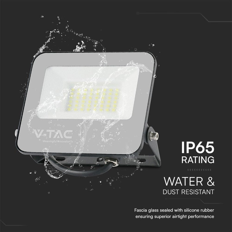 V-TAC 23462 VT-44034 30W FLOODLIGHT RGB + WHITE BLACK BODY GREY FROSTED GLASS WITH REMOTE CONTROLLER IP65