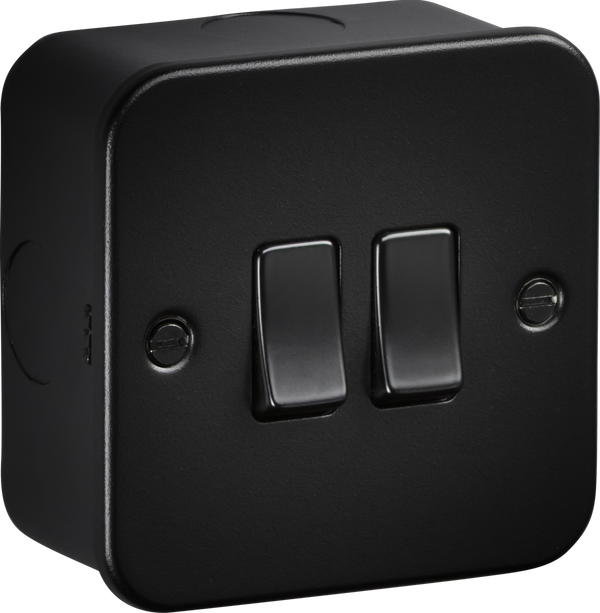 Knightsbridge MLA M3000TB Metalclad 10AX 2G 2-way Switch - Textured Sand Black Finish