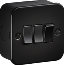 Knightsbridge MLA M4000TB Metalclad 10AX 3G 2-way Switch - Textured Sand Black Finish