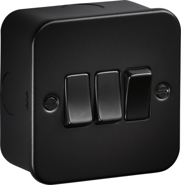 Knightsbridge MLA M4000TB Metalclad 10AX 3G 2-way Switch - Textured Sand Black Finish