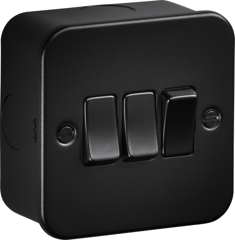 Knightsbridge MLA M4000TB Metalclad 10AX 3G 2-way Switch - Textured Sand Black Finish